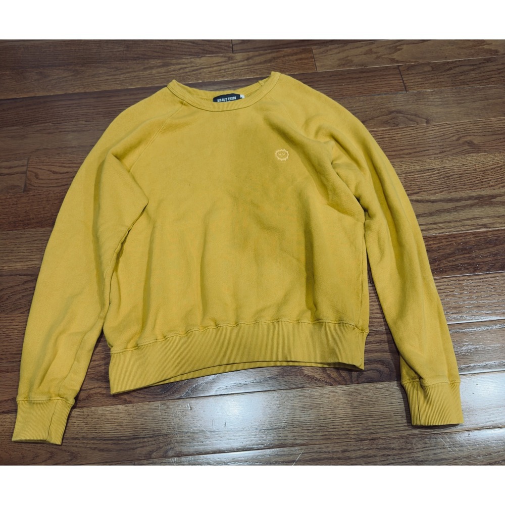Big Bud Press Mustard Yellow Sun Logo Raglan Crewneck Sweatshirt XXS OVERSIZED